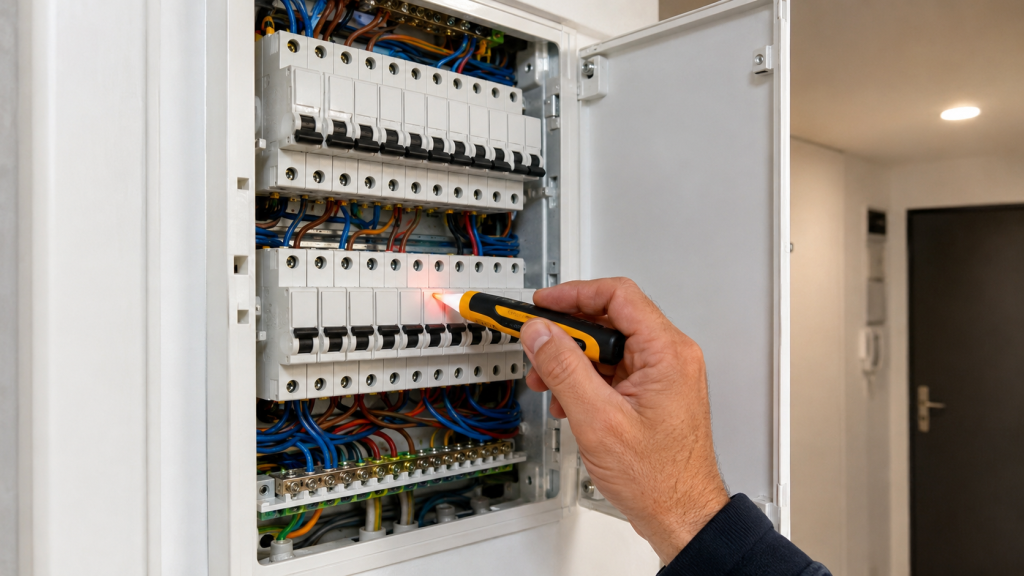 Diagnostic électricité dans un appartement normand